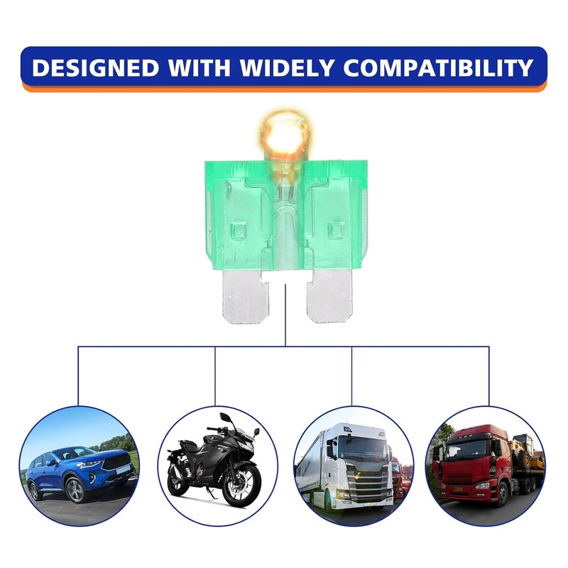 BUSY-CORNER 50 Piece Glow Fuse Standard Blade Automotive Fuse - Easy Identification, Smart Auto Glow When Blown - Image 3